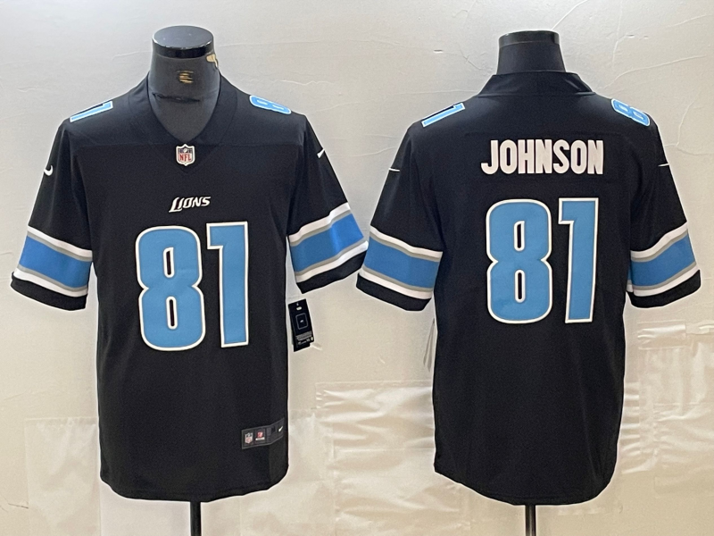 Men's Detroit Lions Calvin Johnson #81 Black Jersey
